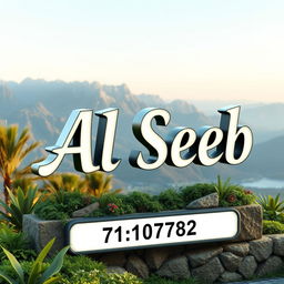 A beautifully designed 3D sign board showcasing the name 'Al Seeb' prominently in an artistic font
