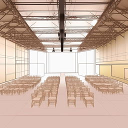 Illustrate a 20 feet by 22 feet room, accurately laid out to accommodate a seating arrangement for 24 people. Incorporate varying factors such as event type, seating style, additional room features.