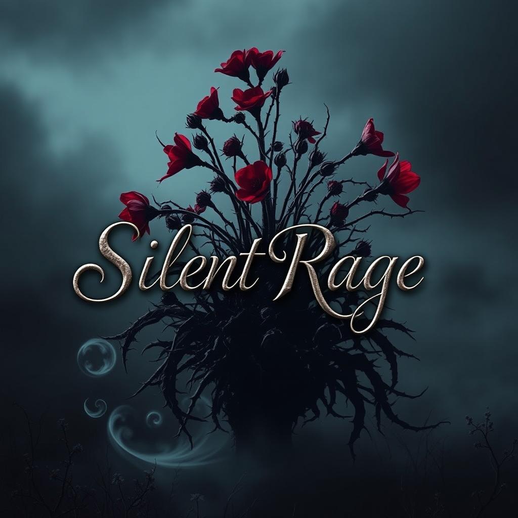 A dark romance book cover that symbolizes silent rage through a hauntingly beautiful plant