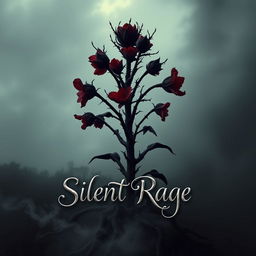 A dark romance book cover that symbolizes silent rage through a hauntingly beautiful plant