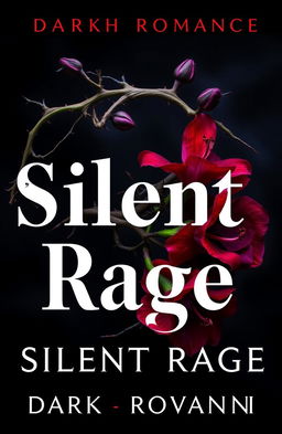 A dark romance book cover featuring a twisted plant with sharp thorns and vibrant, fiery flowers in deep crimson and dark purple hues, symbolizing silent rage