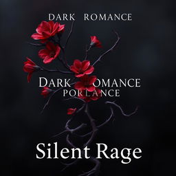 A dark romance book cover featuring a twisted plant with sharp thorns and fiery flowers in shades of deep red and dark violet, symbolizing silent rage