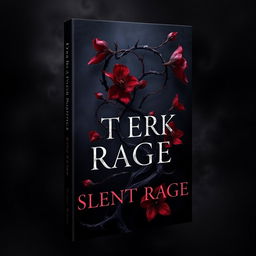 A dark romance book cover featuring a twisted plant with sharp thorns and fiery flowers in shades of deep red and dark violet, symbolizing silent rage