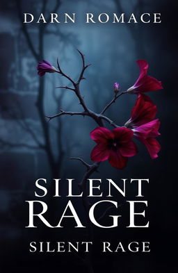A dark romance book cover featuring a twisted plant with sharp thorns, adorned with fiery flowers in deep crimson and vibrant purple hues, symbolizing silent rage