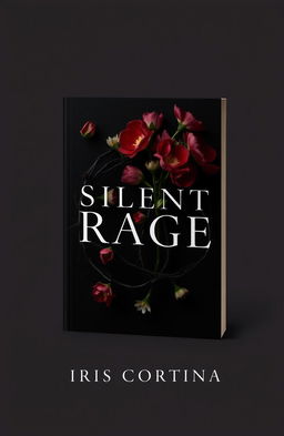 A minimalist book cover design for a dark romance novel titled 'Silent Rage' by Iris Cortina