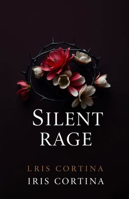 A minimalist book cover design for a dark romance novel titled 'Silent Rage' by Iris Cortina