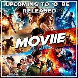 Upcoming movies to be released, showcasing a variety of genres such as action, drama, comedy, and sci-fi