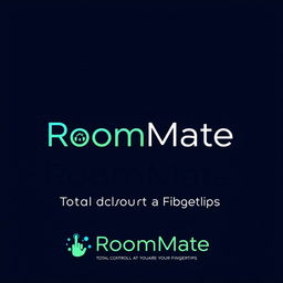 A modern and sleek logo design for 'RoomMate: Total Control at Your Fingertips'