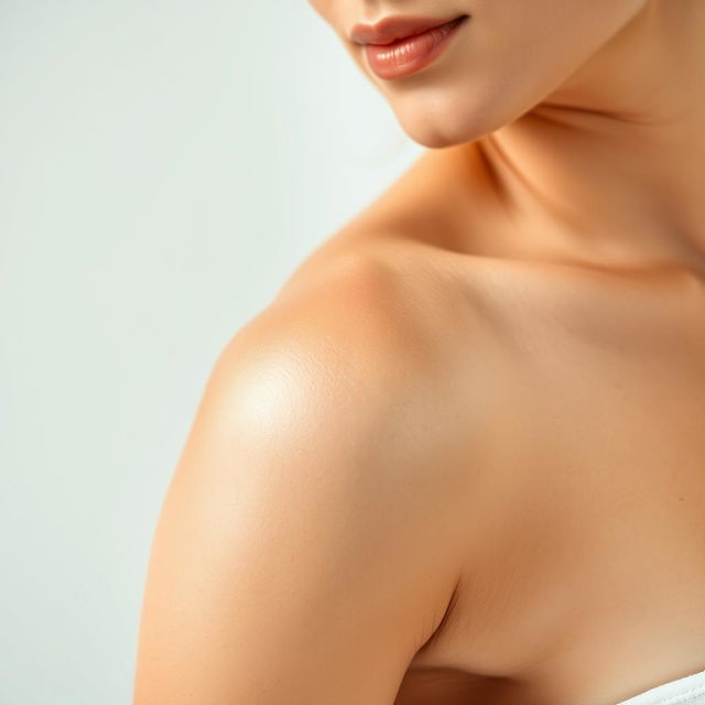 A close-up of a woman's underarm area, showcasing smooth and flawless skin without any dark pigmentation, emphasizing a clean and polished look