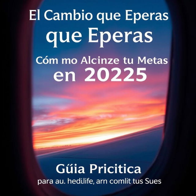 A book cover design for a title 'El Cambio que Esperas' at the top, followed by the subtitle 'Cómo Alcanzar tus Metas en 2025' and underneath, 'Guía Práctica para Cumplir tus Sueños'