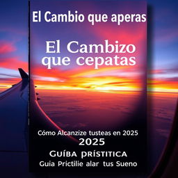 A book cover design for a title 'El Cambio que Esperas' at the top, followed by the subtitle 'Cómo Alcanzar tus Metas en 2025' and underneath, 'Guía Práctica para Cumplir tus Sueños'