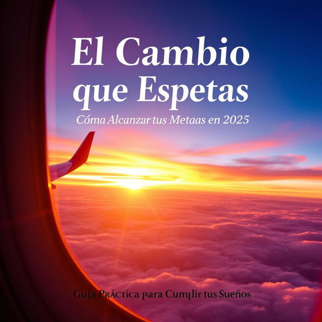 A vibrant and inspiring book cover design for a self-help book titled 'El Cambio que Esperas' in bold, elegant font at the top