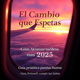 A vibrant and inspiring book cover design for a self-help book titled 'El Cambio que Esperas' in bold, elegant font at the top