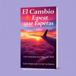 A vibrant and inspiring book cover design for a self-help book titled 'El Cambio que Esperas' in bold, elegant font at the top