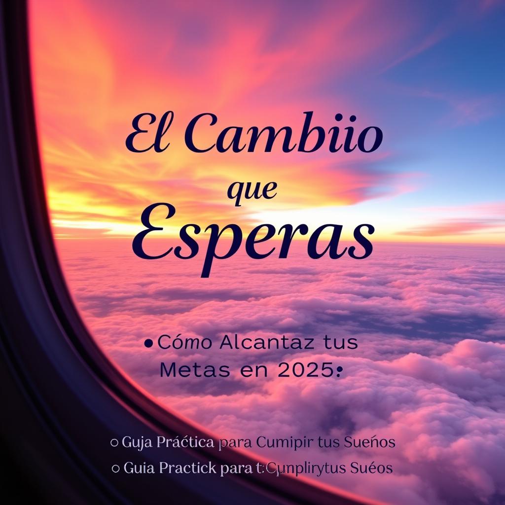 A vibrant and inspiring book cover design for a self-help book titled 'El Cambio que Esperas' in bold, elegant font at the top