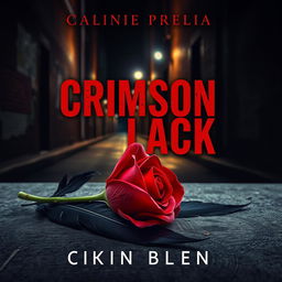 A gripping book cover design for a thriller novel titled 'Crimson and Black'