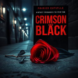 A gripping book cover design for a thriller novel titled 'Crimson and Black'