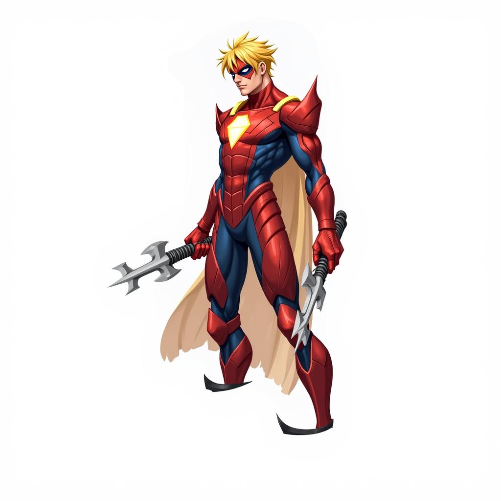 A young male anime character with spiky silver hair and striking red eyes, wearing a dark cape that flows dramatically behind him