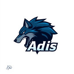 A logo design featuring a stylized wolf as the main element, incorporating the name 'Adis' in a bold, modern typeface