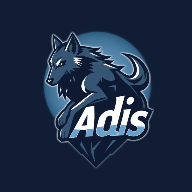 A logo design featuring a stylized wolf as the main element, incorporating the name 'Adis' in a bold, modern typeface