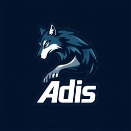 A logo design featuring a stylized wolf as the main element, incorporating the name 'Adis' in a bold, modern typeface