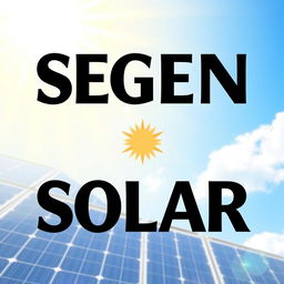 The text 'SEGEN SOLAR' in a bold, modern font against a bright, sunny background with rays of sunlight beaming down