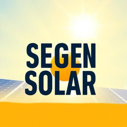 The text 'SEGEN SOLAR' in a bold, modern font against a bright, sunny background with rays of sunlight beaming down