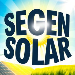 The text 'SEGEN SOLAR' in a bold, modern font against a bright, sunny background with rays of sunlight beaming down