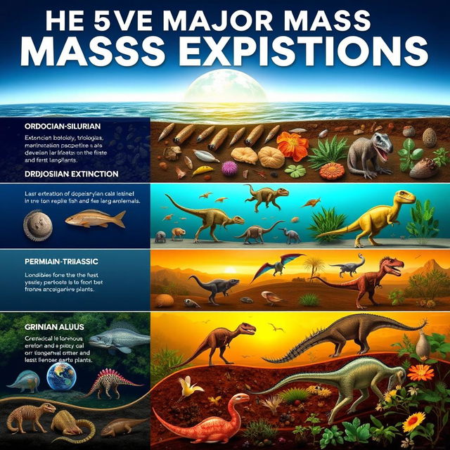 A visually captivating representation of the five major mass extinctions in Earth’s history