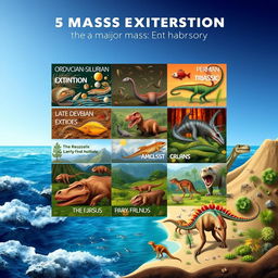 A visually captivating representation of the five major mass extinctions in Earth’s history