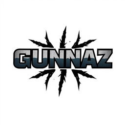 A logo design for 'Gunaz' that incorporates deep, fierce scratch marks, symbolizing strength and resilience