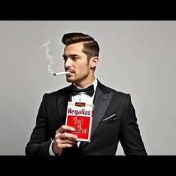 A stylish man smoking a cigarette, exuding elegance and sophistication