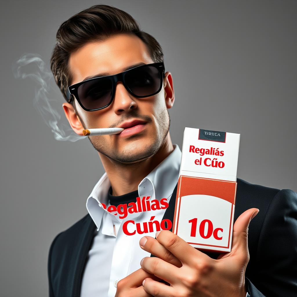 A stylish man smoking a cigarette, exuding elegance and sophistication