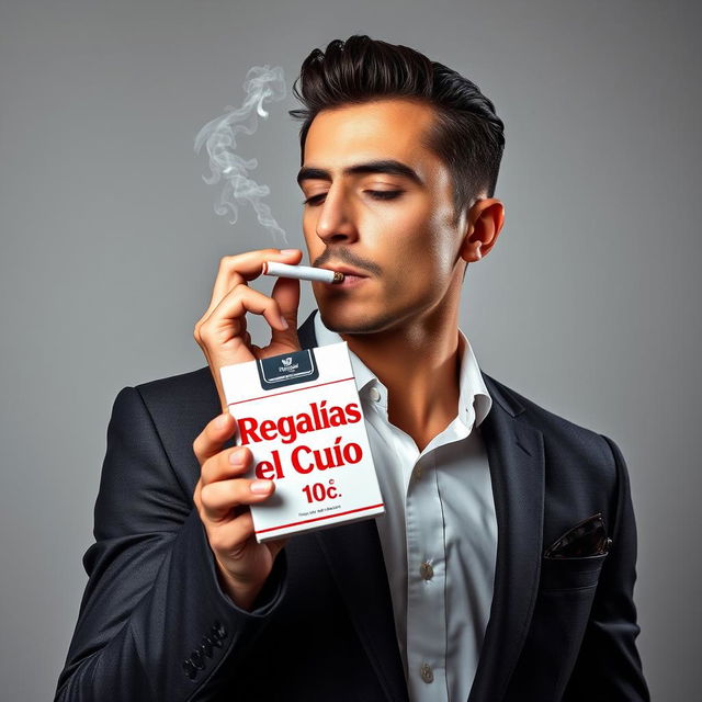 A stylish man smoking a cigarette, exuding elegance and sophistication