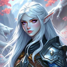In the style of DnD character art, Lucira is an exceptional figure featuring luminous light blue skin that radiates a gentle, magical glow
