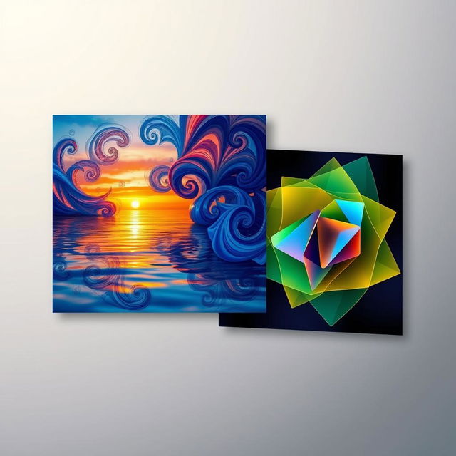 A stunning collage featuring two beautiful abstract images seamlessly blended together