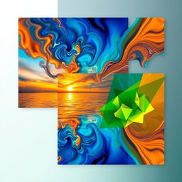 A stunning collage featuring two beautiful abstract images seamlessly blended together