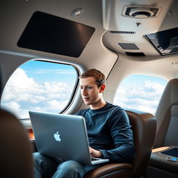 Mark Zuckerberg, the CEO of Facebook, is depicted on a luxurious private jet flying towards Bangladesh