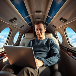 Mark Zuckerberg, the CEO of Facebook, is depicted on a luxurious private jet flying towards Bangladesh