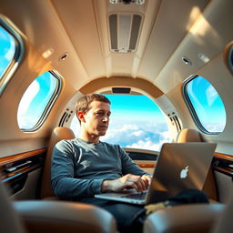 Mark Zuckerberg, the CEO of Facebook, is depicted on a luxurious private jet flying towards Bangladesh