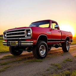 A 1978 Dodge D100 Power Wagon, beautifully restyled with a vintage vibe, showcasing its iconic muscular lines and rugged body