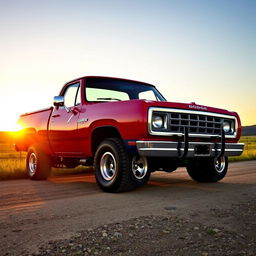 A 1978 Dodge D100 Power Wagon, beautifully restyled with a vintage vibe, showcasing its iconic muscular lines and rugged body