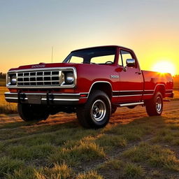 A 1978 Dodge D100 Power Wagon, beautifully restyled with a vintage vibe, showcasing its iconic muscular lines and rugged body