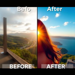 A vibrant, eye-catching before-and-after image showcasing the art of photo editing