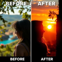 A vibrant, eye-catching before-and-after image showcasing the art of photo editing