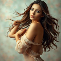 A stunning artistic portrait of a woman in an elegant pose, showcasing confidence and poise