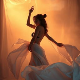 An artistic representation of a woman embracing her body with confidence and grace