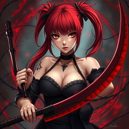 A captivating portrait of Rin, a stunning Japanese female curse hunter characterized by her beauty and femininity