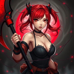 A captivating portrait of Rin, a stunning Japanese female curse hunter characterized by her beauty and femininity