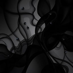 A beautiful abstract composition dominated by the color black, featuring intricate patterns and textures that create depth and dimension